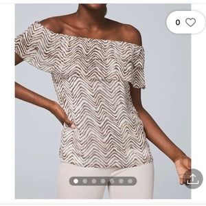 White House Black Market Off the Shoulder Zebra Stripped Blouse/Top